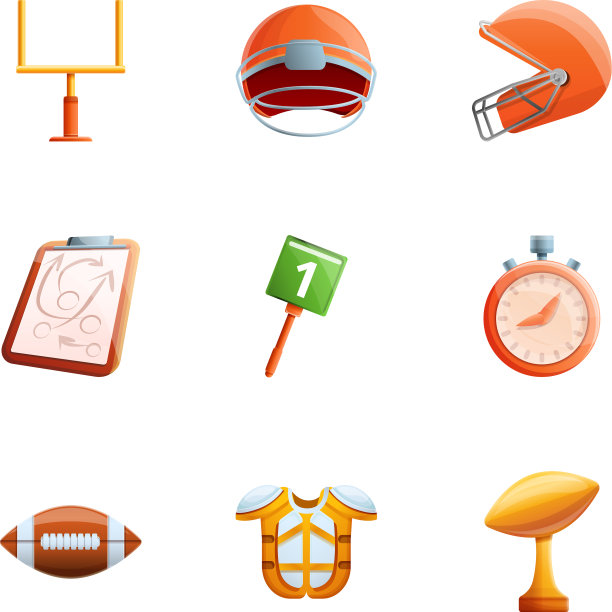 美式足球教练图标集卡通风格图片下载