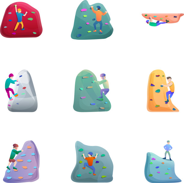 爬墙图标集卡通风格图片下载