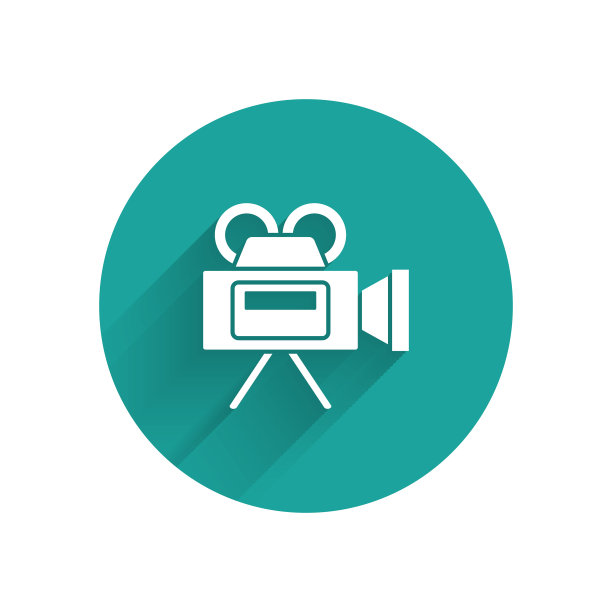 白色电影相机图标孤立与长阴影图片下载