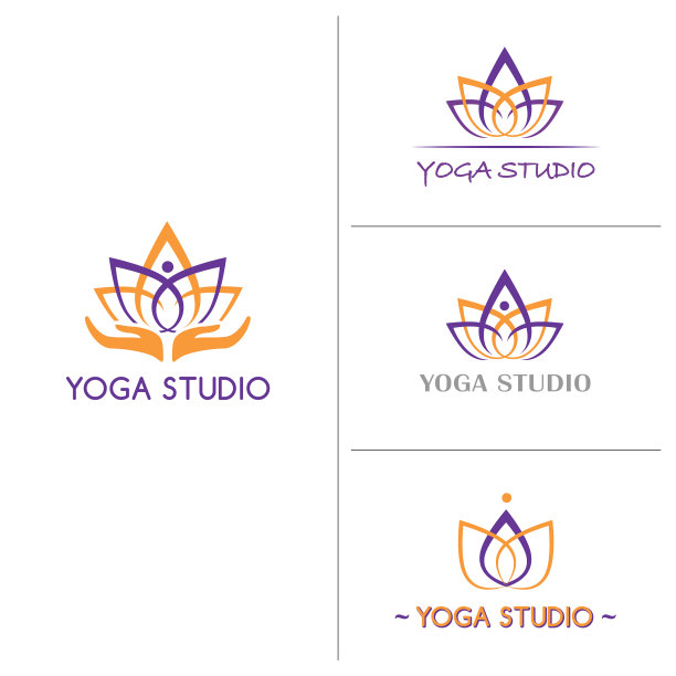 莲花瑜伽馆标志模板图片下载