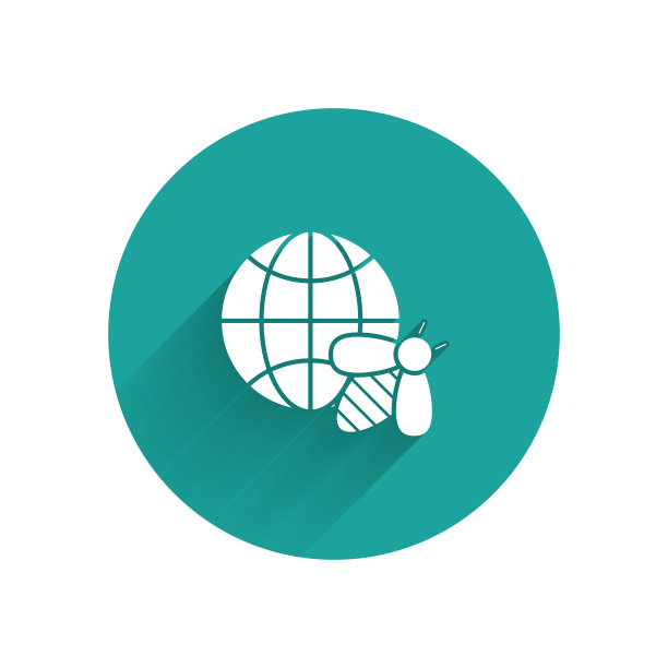 白色蜂巢地图世界和蜜蜂图标图片下载