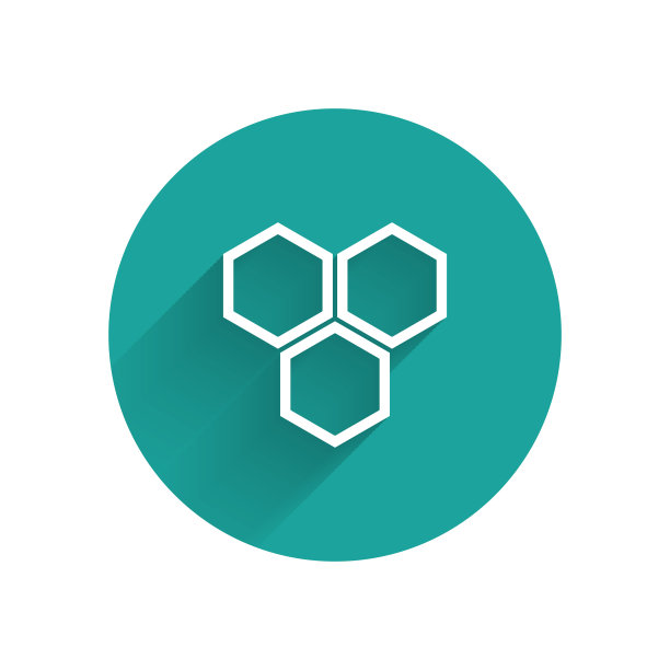 白色蜂巢图标孤立与长阴影图片下载