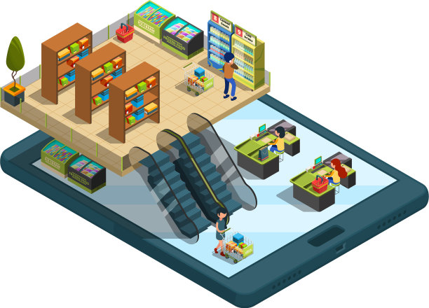 网上购物3d概念虚拟网上商店图片下载