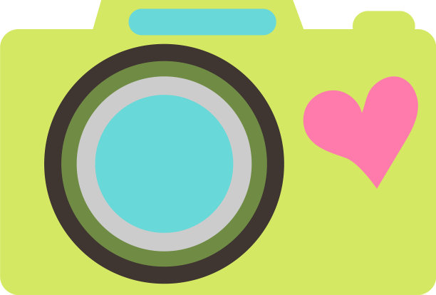 一个在白色背景上的平面风格的相机图片下载