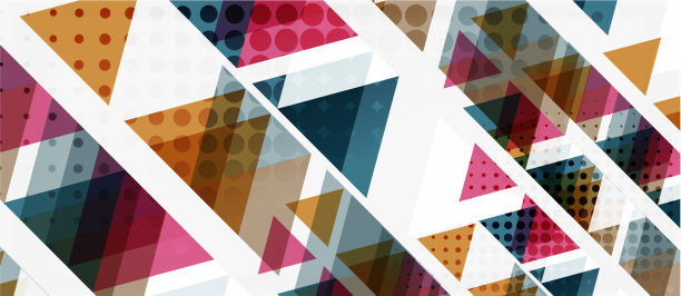 横幅上镶嵌着几何三角形的五彩图案图片下载