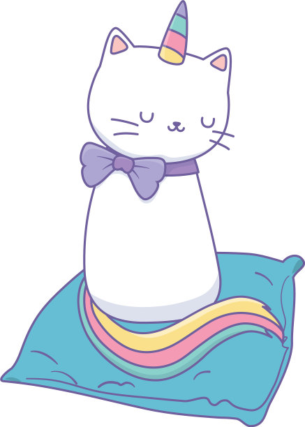 独角兽猫卡通设计图片下载