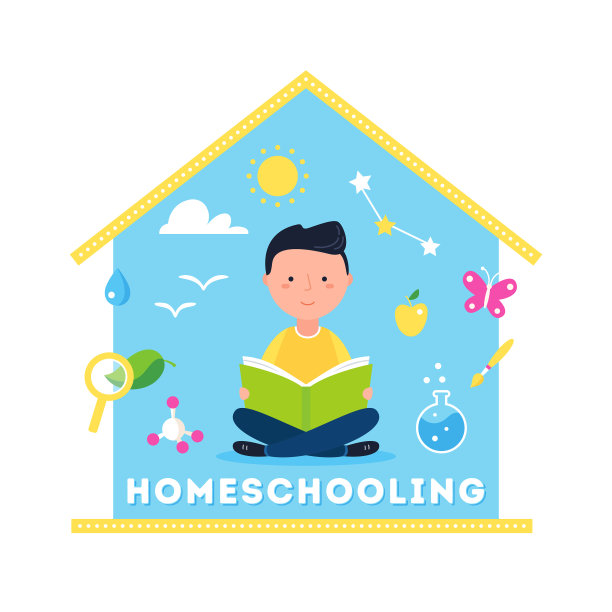 男孩在读一本在家学习科学的书图片下载