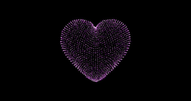 红心喜欢粉红色，有活力的圆点，粒子。4K，抽象的心形粒子。运动图形。平面设计元素。图片下载