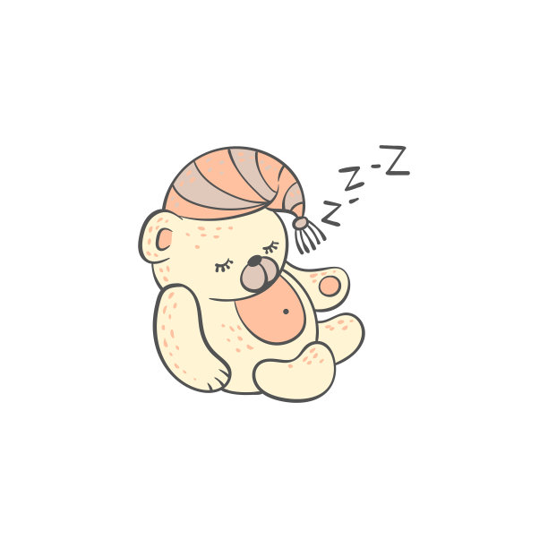 可爱的睡觉的泰迪熊发出呼噜声涂鸦图片下载