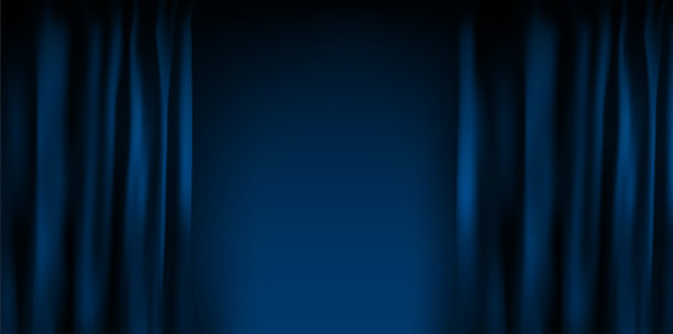 逼真的彩色蓝色天鹅绒窗帘折叠图片下载