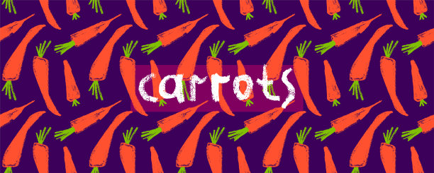 维生素A横幅与矢量胡萝卜图案无缝。β-胡萝卜素。图片下载