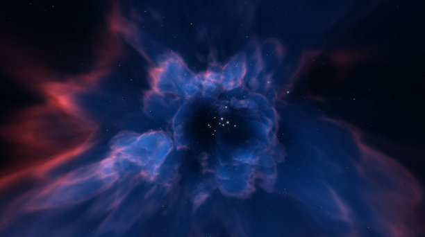 宇宙中恒星和星系之间的宇宙星云。外太空中的气体、尘埃、云团和星云。宇宙的诞生和膨胀。恒星和行星从星云中形成。三维渲染图片下载