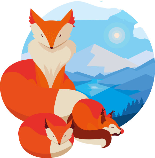 狐狸哺乳动物快乐秋季平设计图片下载
