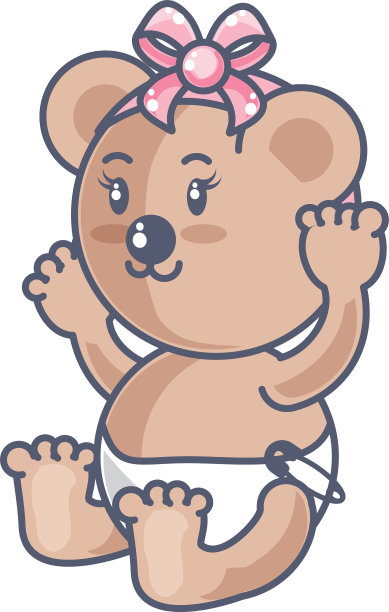 可爱的母熊宝宝动物孤立的图标图片下载