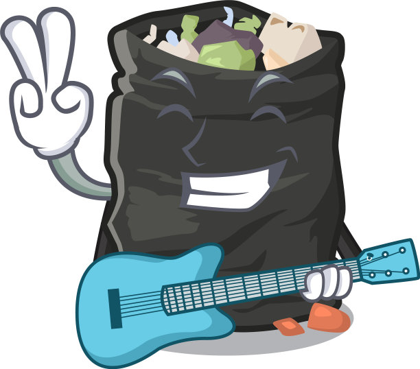 与吉他卡通垃圾袋旁边的桌子图片下载