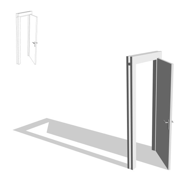 打开门孤立在白色背景3d图片下载