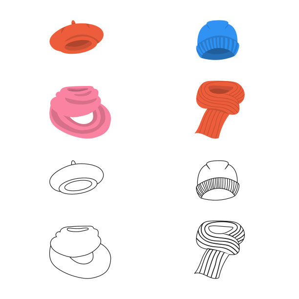 设计服装和纹理图标集图片下载