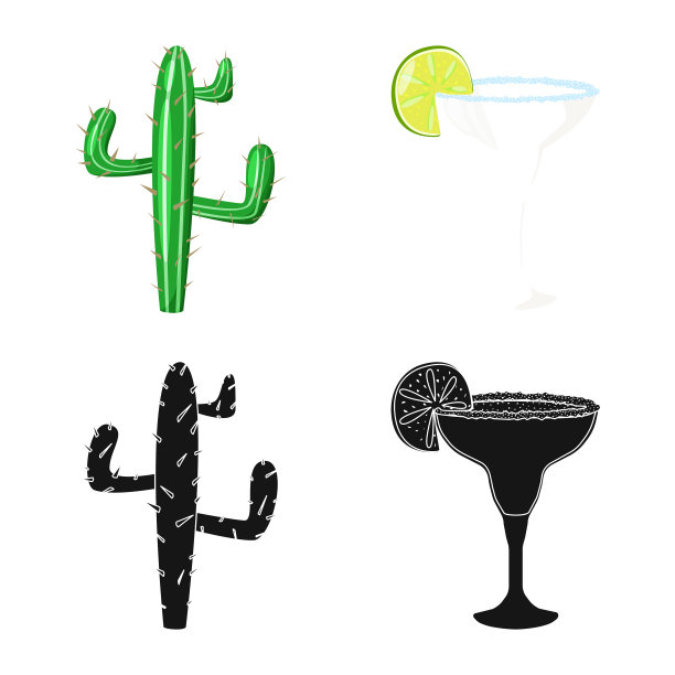 孤立的对象咖啡馆和拉丁标志收集图片下载