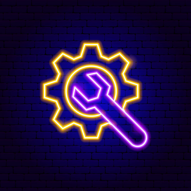 齿轮扳手霓虹灯图片下载