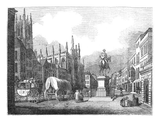 金斯敦镇赫尔在约克郡(英格兰)-古董雕刻插图图片下载