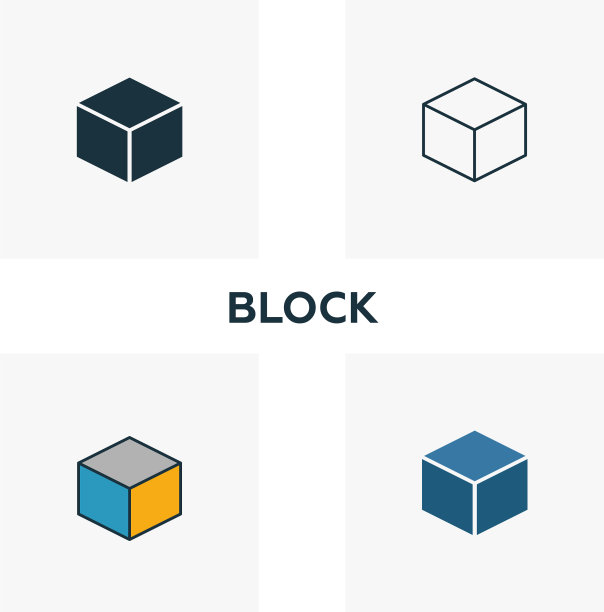 方块图标设置四个不同风格的元素图片下载