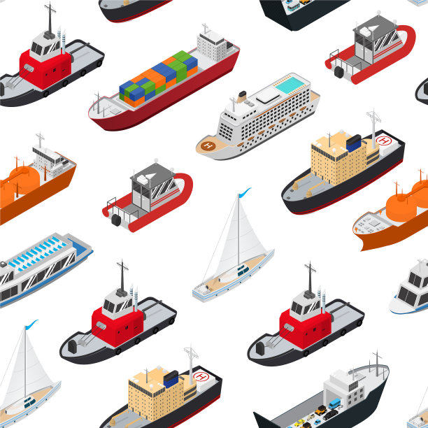 商业海船标志三维无缝图案图片下载