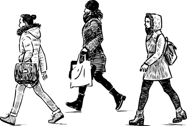 描画街上随意的城市女孩图片下载