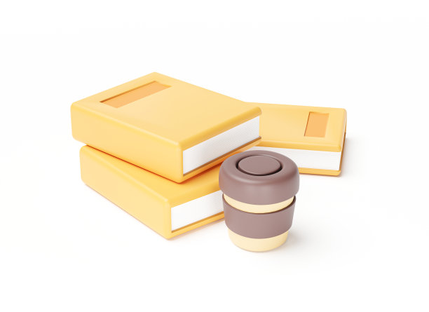 书和咖啡杯学习知识图书馆字典教育概念白色背景三维插图图片下载