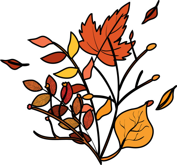 秋枝和干枫叶装饰图片下载