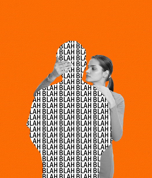 Contemporray艺术拼贴。年轻女子拥抱男人的剪影孤立在橙色背景图片下载