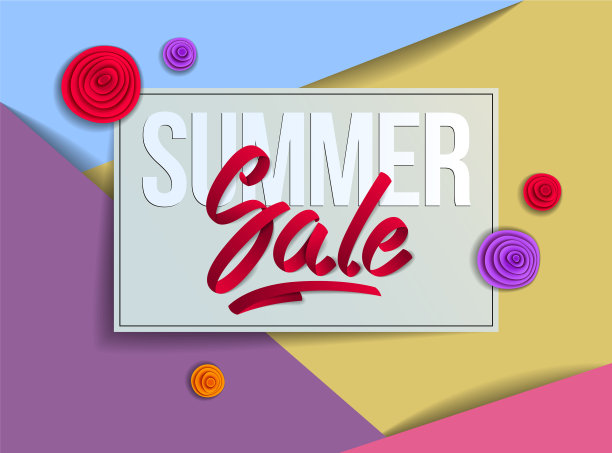 夏季销售传单模板与字母海报图片下载