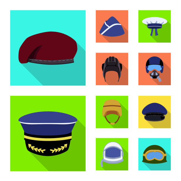 设计头饰和服装图标集图片下载