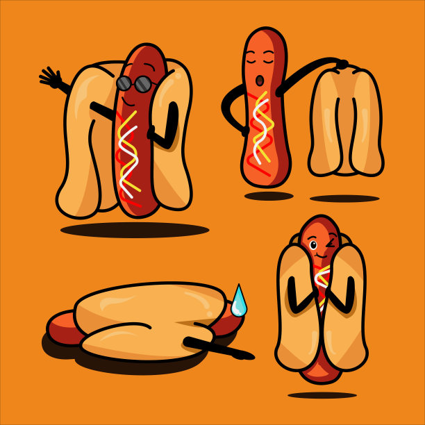 可爱的热狗角色图片下载