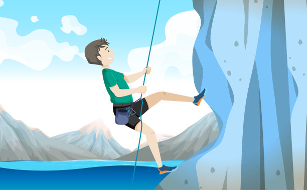 攀岩者在悬崖户外场景图片下载