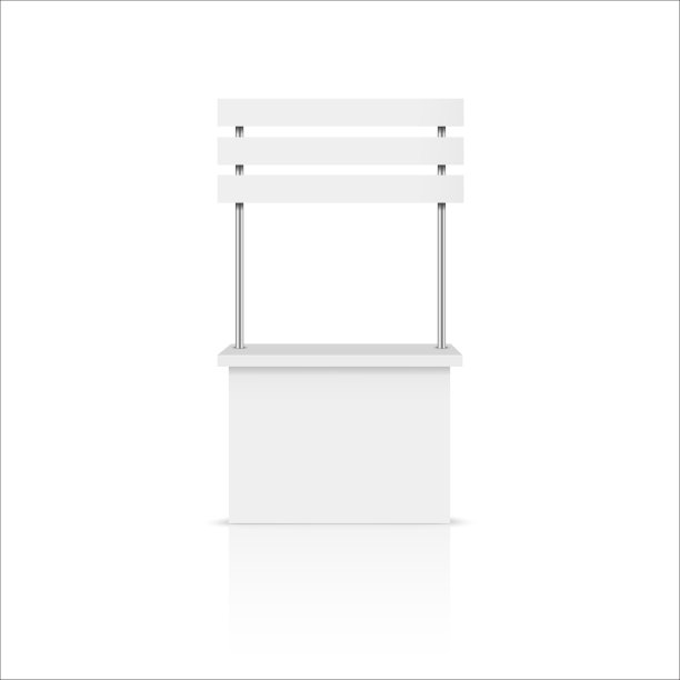 白色空白广告POS POI PVC促销柜台展位。向量图片下载