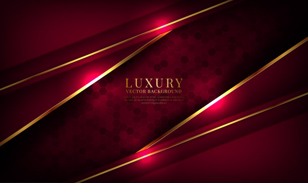 3D红色奢华抽象背景重叠层上暗空间以优雅的金色线条效果装饰。平面设计元素未来的风格概念横幅，传单，卡片，封面，或着陆页图片下载