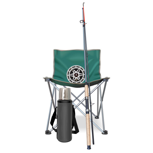 矢量钓鱼配件概念折叠椅图片下载
