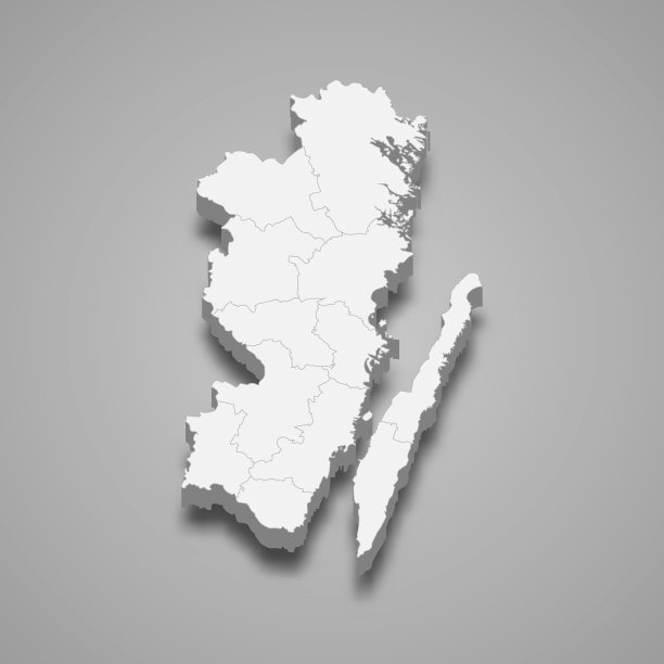 卡尔马的三维等距地图是瑞典的一个县，图片下载