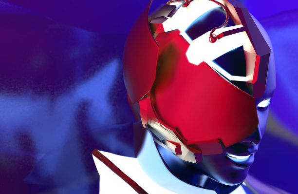 女性机器人脸的3d渲染插图。图片下载