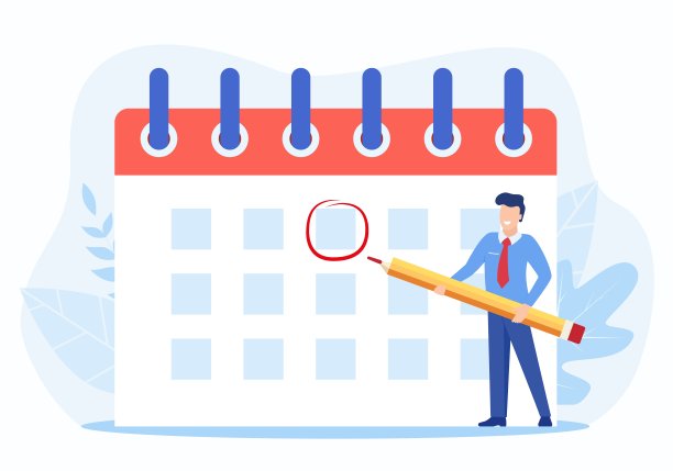 巨大日历上的圆圈日期图片下载