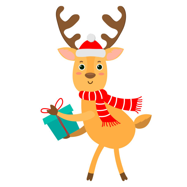 圣诞鹿和礼品盒图片下载