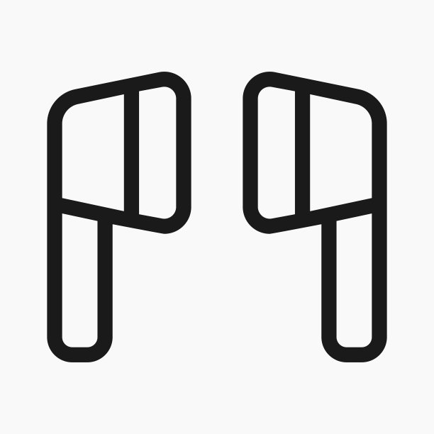 无线耳机简单直线图标矢量平面插图图片下载