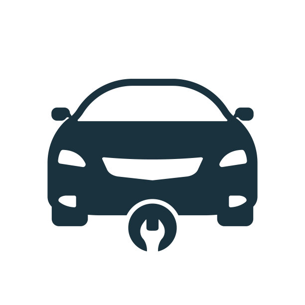 汽车修理服务剪影图标。汽车机械维修象形文字象形。汽车维修概念与扳手图标。车辆运输技术援助。孤立的矢量图图片下载