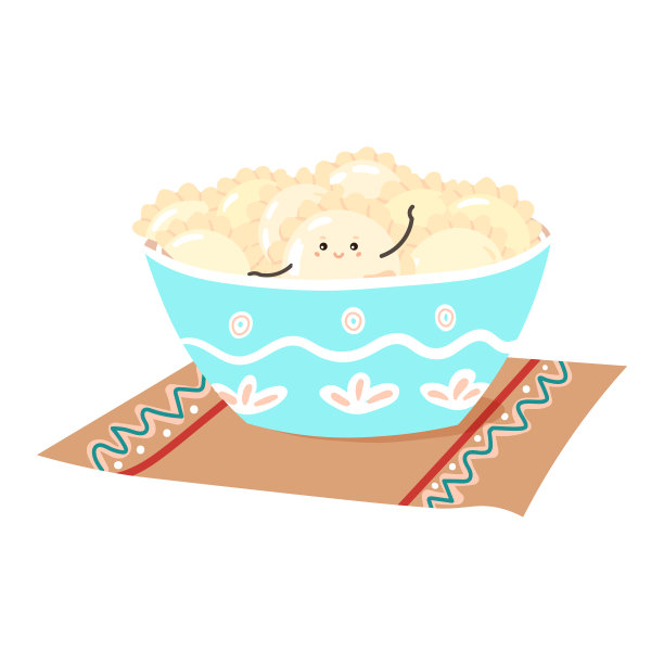 矢量插图的有趣馅饺子在碗图片下载