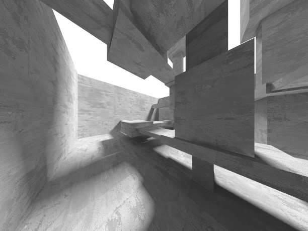 抽象的建筑内部背景。空的混凝土房间图片下载