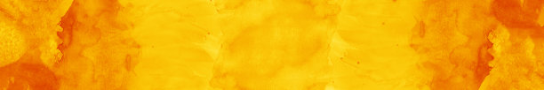 黄色橙色彩色抽象水彩喷溅笔刷纹理插图艺术纸长创意艺术水彩画背景横幅全景图，帆布设计，手绘图片下载