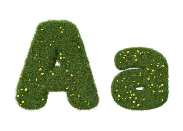 现实草字母孤立在白色背景。收集。图片下载