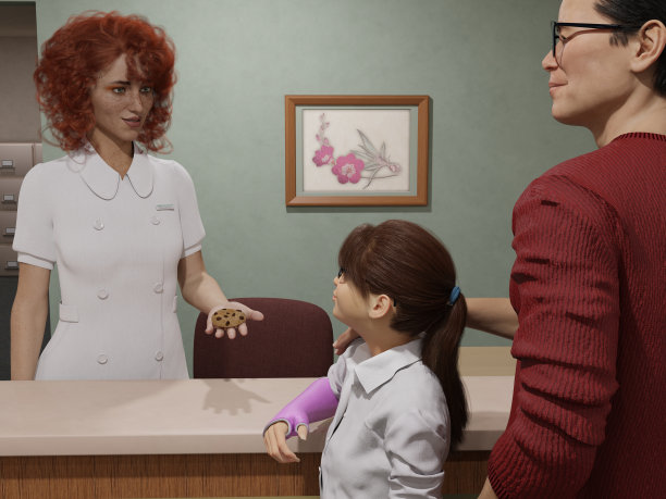 肖像:护士为年轻病人提供治疗饼干图片下载