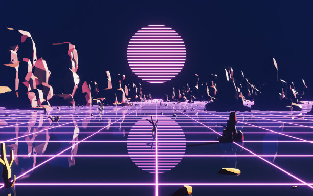 黑暗空旷的星球，复古风格的背景，3d渲染。图片下载