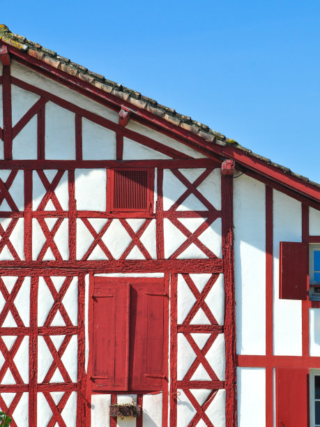 法国巴斯克地区巴斯德的立面细节图片下载